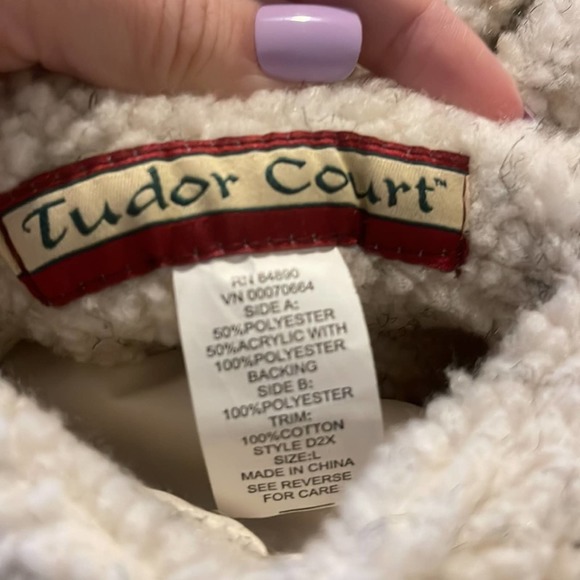 Vintage Tutor Court Reversible Fair Isle Sherpa Like Coat Women's Size Large - Picture 6 of 9